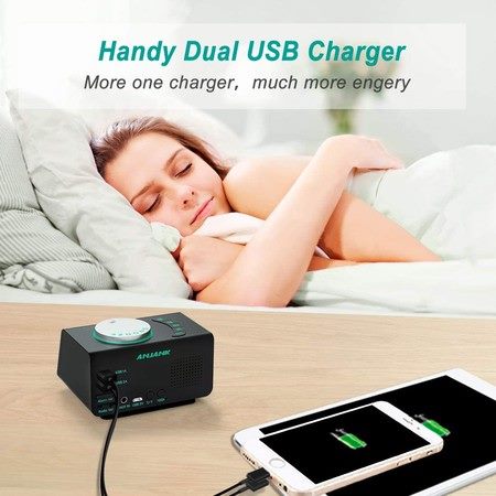 Small Digital Alarm Clock, FM Radio, Dual USB Charging Ports Carousel 6