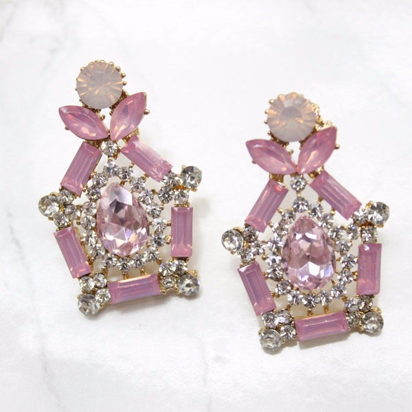 Pink Rhinestone Earrings Carousel 1