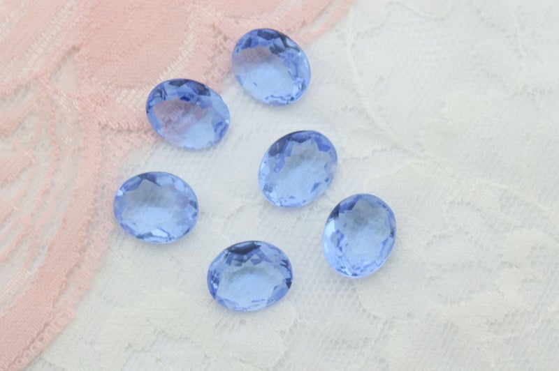 6pc Blue Vintage Czech Table Cut Ovals Carousel 2