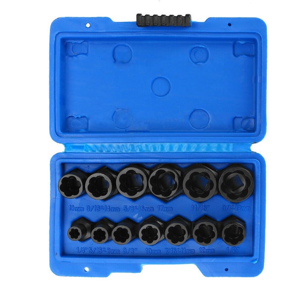 13Pcs Impact Damaged Bolt Nut Remover Extractor Socket Tool Set Removal Wrench Carousel 2
