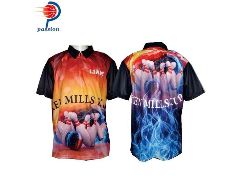 25 Each Custom Sublimation Fire Design Adult Team Bowling Shirts Carousel 2
