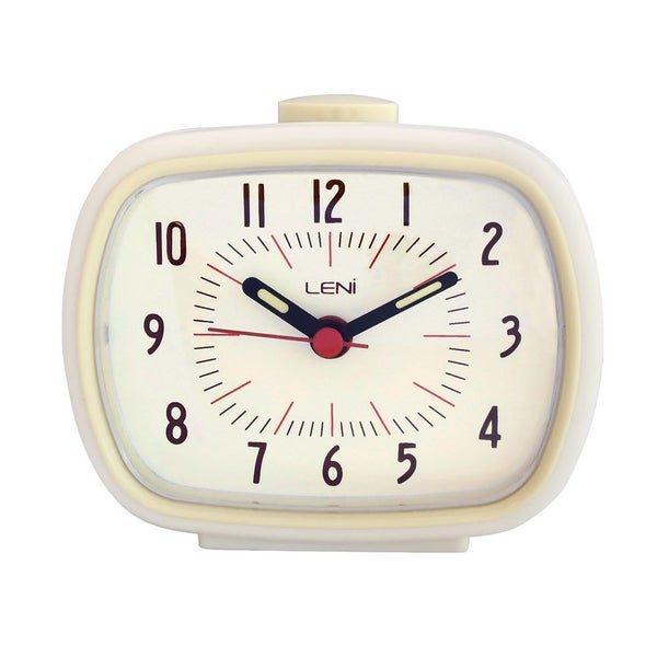 Leni Retro Analogue Standing Bedside Desk Home Alarm Clock Time Ivory 6x11x9cm Carousel 2