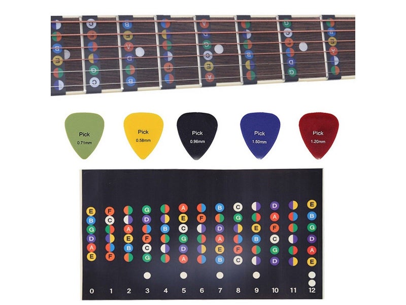 100Pcs 1.5mm Guitar Picks and Guitar Note Stickers Set Carousel 1