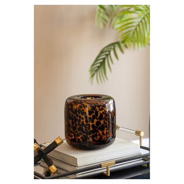 Rembrandt Leopard Glass Vase - Amber Black (SE2625) Carousel 1