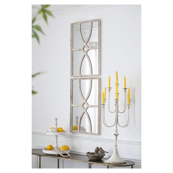 Rembrandt White Carved Wall Mirror Set - White (SE2636) Carousel 1