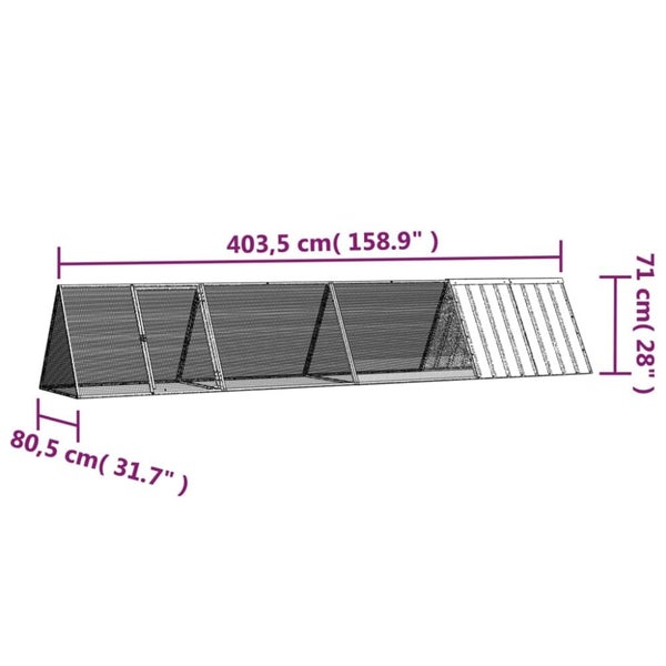 Rabbit Cage Anthracite 403.5x80.5x71 Cm Galvanised Steel Toblaai Carousel 2