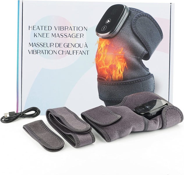Cordless Knee Massager Shoulder Brace with Heat, 3-In-1 Heated Knee Elbow  Shoulder Brace Wrap, Vibration Knee Heating Pad, 3 Vibrations and Heating