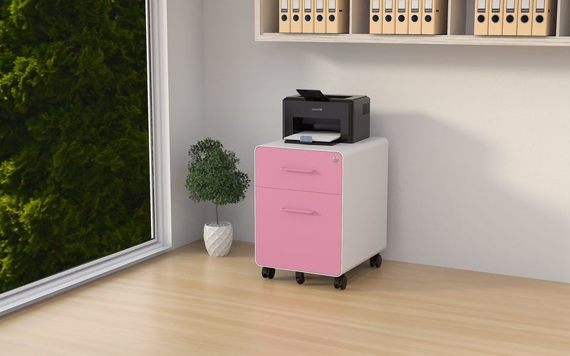 2 Drawers Mobile File Cabinet - Pink Carousel 6