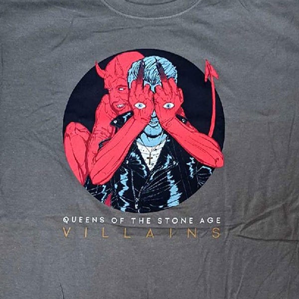Queens Of The Stone Age T Shirt Villains 2017 new Official Mens Charcoal Grey Carousel 3