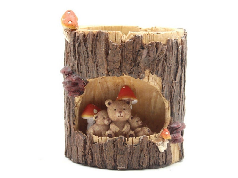 Brown Bear Plant Flower Pots with Drainage Hole Tree Stump Planter Desktop Decor Carousel 1