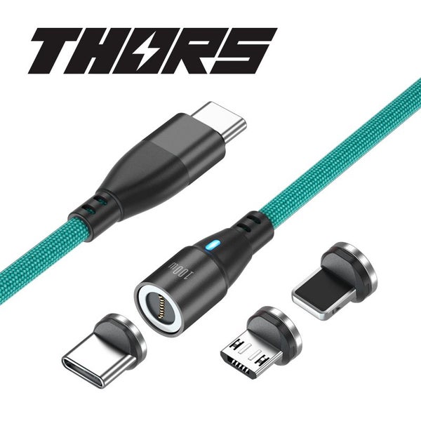 100W Type C Magnetic 2m Super Nova Green Fast Charging Cable with Micro USB plug Carousel 1