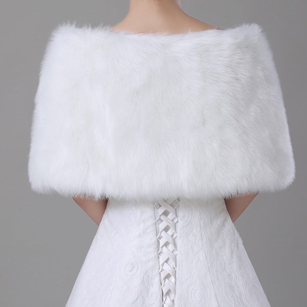 Faux Fur Shawl Wrap Stole Shrug Winter Bridal Wedding Cover Up 1M Carousel 4