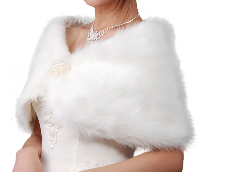 Faux Fur Shawl Wrap Stole Shrug Winter Bridal Wedding Cover Up 1M Carousel 2