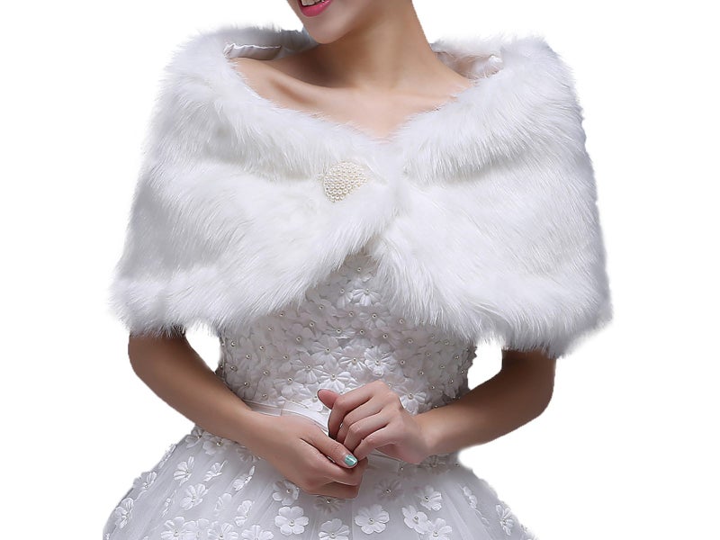 Faux Fur Shawl Wrap Stole Shrug Winter Bridal Wedding Cover Up 1M Carousel 1