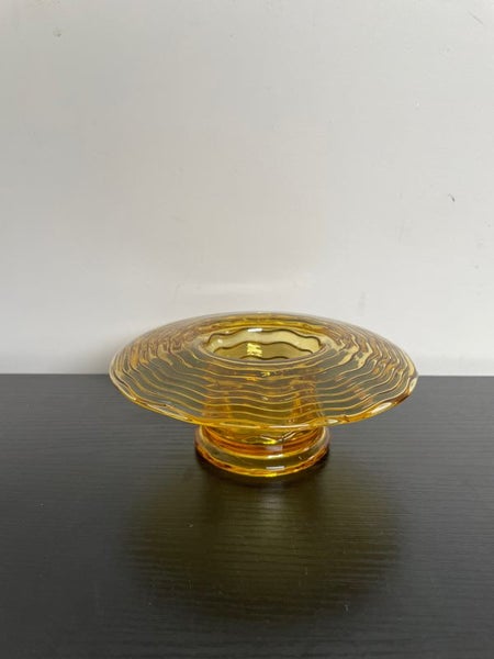 Vintage Bagley amber glass posy bowl c1930s Carousel 1