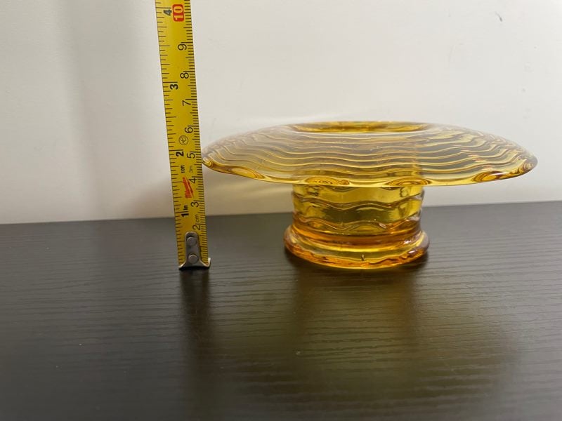 Vintage Bagley amber glass posy bowl c1930s Carousel 9
