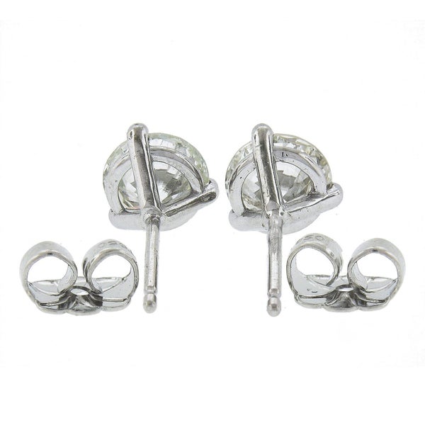NEW Platinum 1.52ctw 3 Prong Martini Round Brilliant Diamond Stud Earrings Carousel 2