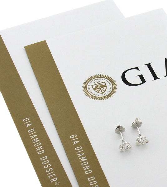 NEW Platinum 1.52ctw 3 Prong Martini Round Brilliant Diamond Stud Earrings Carousel 5