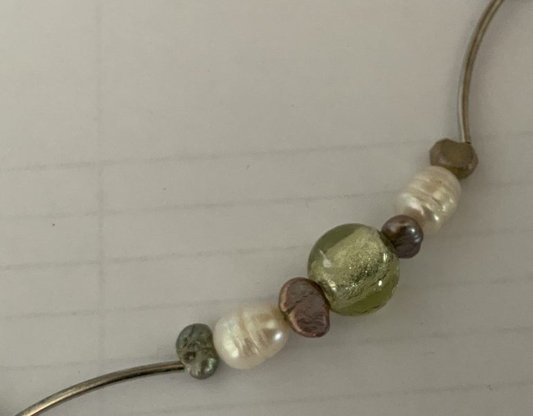 CULTURED PEARL NECKLACE with CRYSTAL BALLS = WHITE + PURPLE PEARLS Carousel 9
