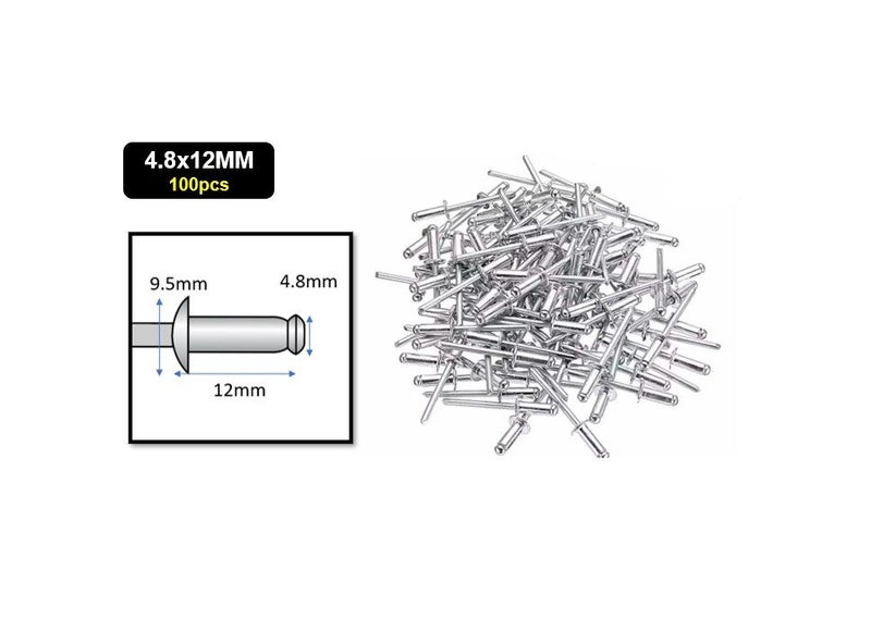 PTN 100pcs 4.8x12mm Aluminum Blind Rivets Pop Rivets Core Pulling Rivets Grip Carousel 1