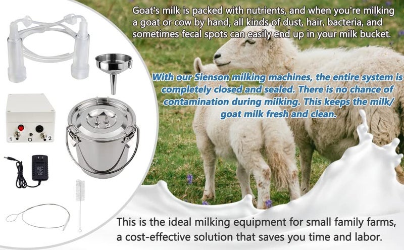Goat Milking Machine 3L, Automatic Pulsation Vacuum Pump Milker Portable Pulse Carousel 2