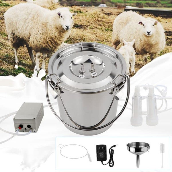 Goat Milking Machine 3L, Automatic Pulsation Vacuum Pump Milker Portable Pulse Carousel 1