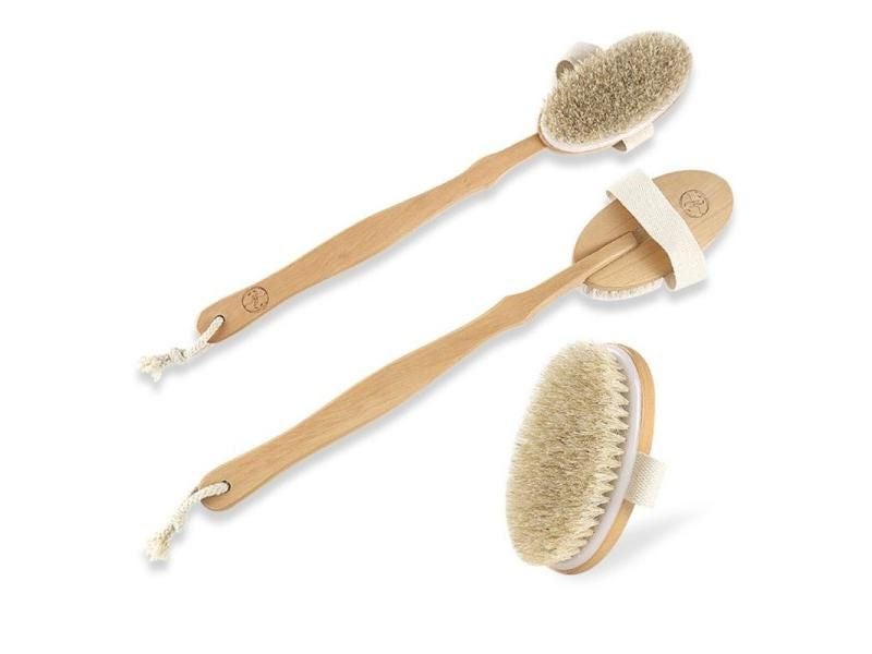 Natural Bristles Back Scrubber Shower Brush With Detachable Long Wooden Handle Carousel 1