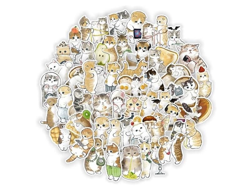 10/30/50pcs Kawaii Cat Cartoon Sticker For Kids DIY Items Carousel 1