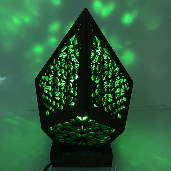 Hollow Cutout Wooden Desk Table Lamp Light RGB Colour Changing Carousel 2