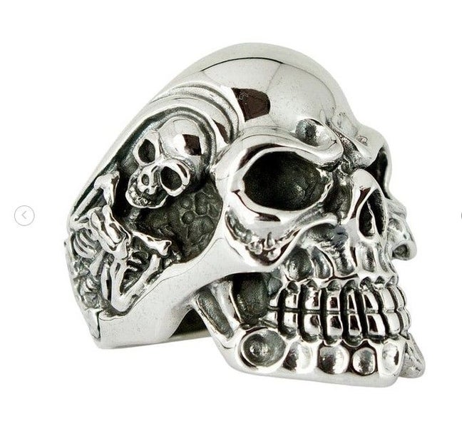 Solid 925 Sterling Silver Huge Skull Biker Ring Sz 14 / Z3 Carousel 1
