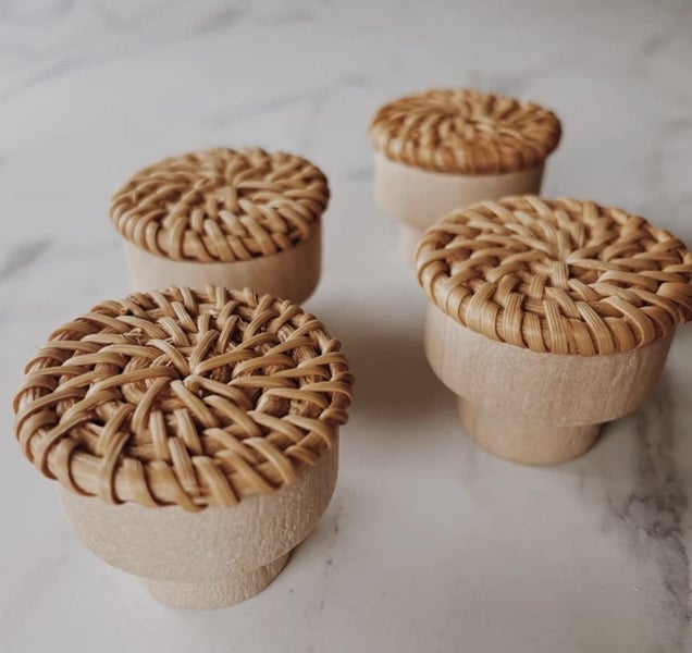 Boho Rattan wooden knobs, can be used for coat hooks (hook) 40mm knob Carousel 2