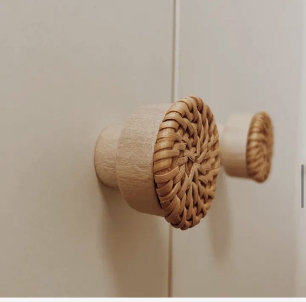 Boho Rattan wooden knobs, can be used for coat hooks (hook) 40mm knob Carousel 5