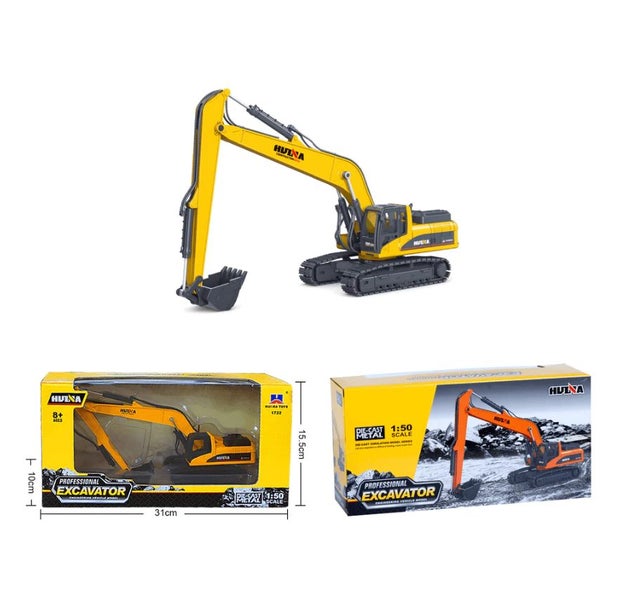 Die-cast Orange Long Arm Digger, Scale, 1:50, Metal, Huina 1722 Carousel 20