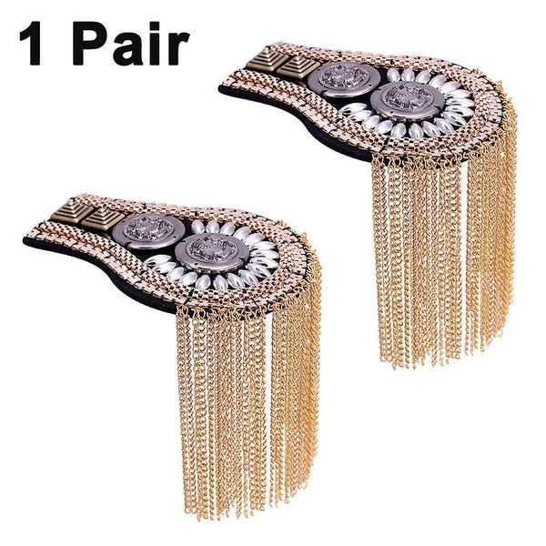 1 Pair Tassel Link Chain Epaulet Shoulder Boards Badge Metal Fringed Epaulettes Carousel 2