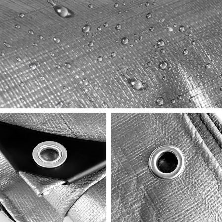 6x9m Tarp Camping Tarps Poly Tarpaulin Heavy Duty Cover 180gsm Silver Carousel 7