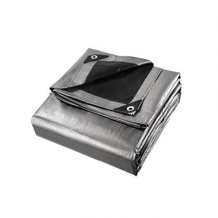 Instahut 3.6x6m Tarp Camping Tarps Poly Tarpaulin Heavy Duty Cover 180gsm Silver Carousel 2