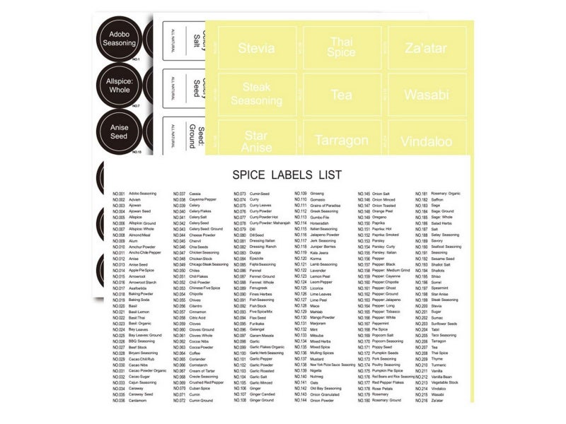 744pcs Spice Jar Label Set Water Resistant Seasoning Jar Labels Stickers Decals Carousel 2