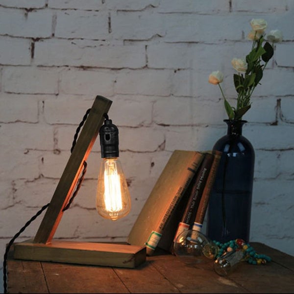 wood trangle desk lamp Carousel 1
