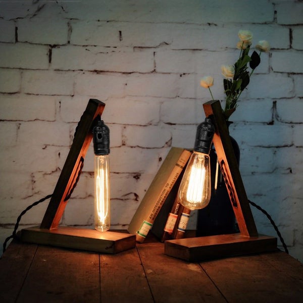 wood trangle desk lamp Carousel 2