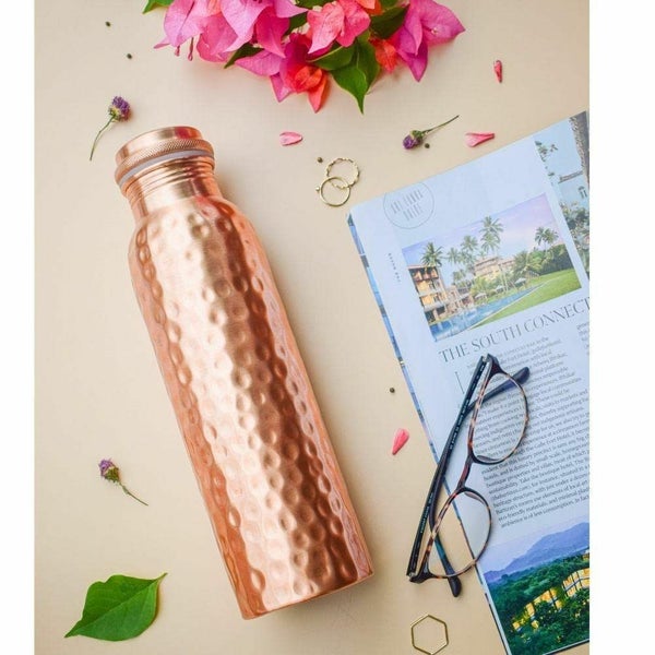 Pure Copper Hammered Water Bottle Joint Free Leak Proof (900 ml) Carousel 1