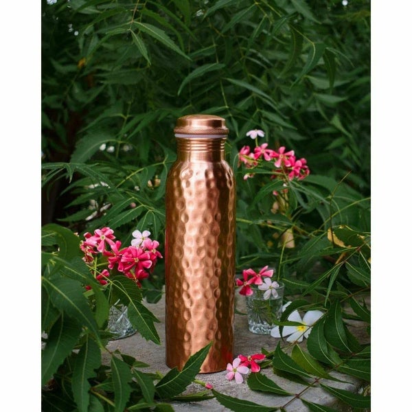 Pure Copper Hammered Water Bottle Joint Free Leak Proof (900 ml) Carousel 2