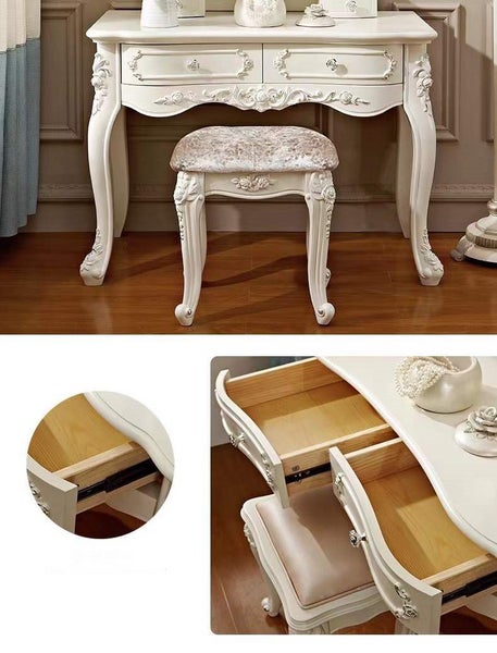 X01 European Luxurious Cream White/Cham 7pieces queen size bedroom set63616984078978112