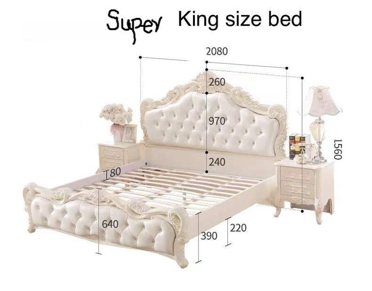 X01 European Luxurious Cream White/Cham 7pieces queen size bedroom set63616984078978114