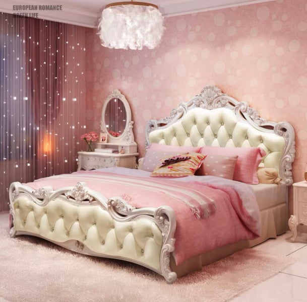 X01 European style Champagne/Cream White 7PC Super king size Bedroom Set Carousel 2
