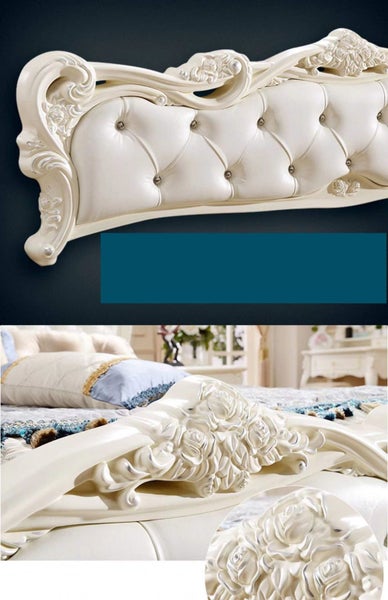X15 European style Luxurious White/White Tufted Rococo Super King 7Pc BedroomSet Carousel 8
