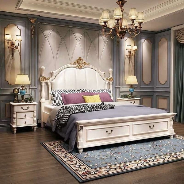 XM8019 Antique style 5 pieces Queen size bedroom set XM6608 Carousel 1