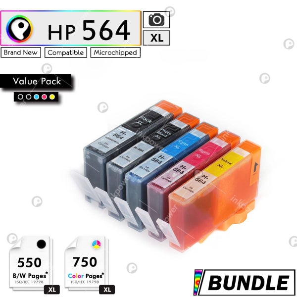 Premium compatible HP 564XL High Capacity Ink cartridge Value Pack Carousel 1