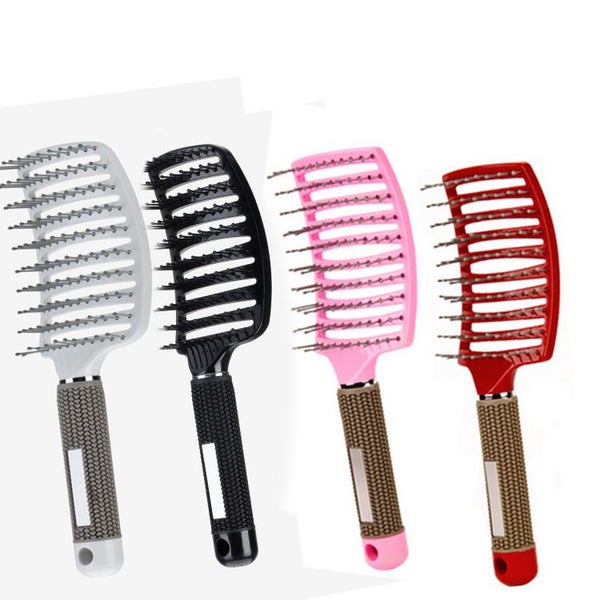 Boar Bristle Nylon Soft Hair Brush Anti-static Hair Paddle Comb Scalp Massage Carousel 2