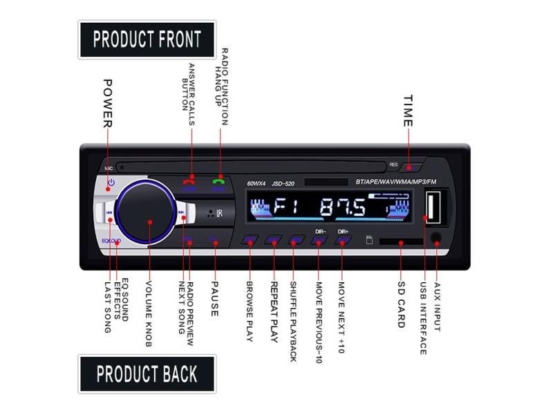 AMPrime 1 Din In-dash Car Radio Audio Video MP3 Player Speaker Stereo FM Aux Carousel 1