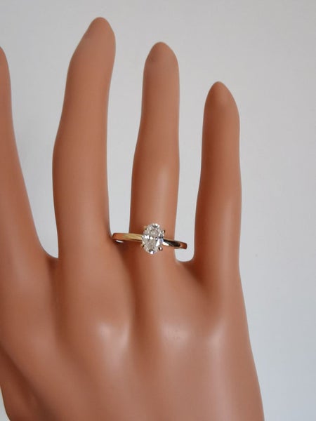 1ct Moissanite Oval Diamond Solitaire Ring Solid 14K YELLOW GOLD AU585 Stamped63003374026243114